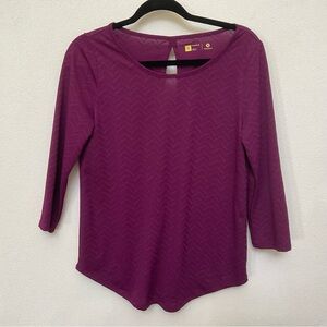Xersion Purple Chevron Open Back Relaxed Fit Top Size Small